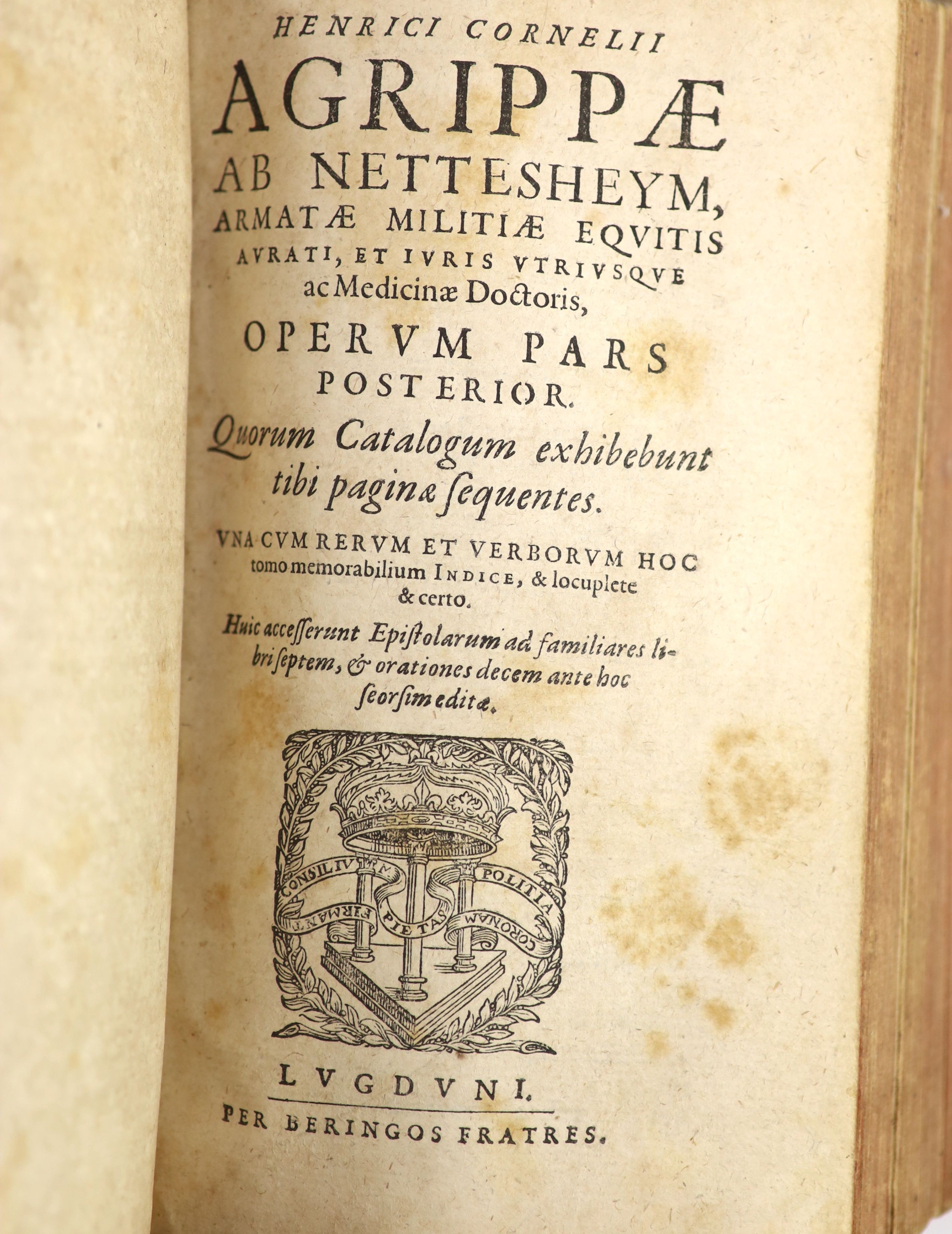 Agrippa, Henricus Cornelius (1486?-1535). Opera in Duos Concinnie Digesta